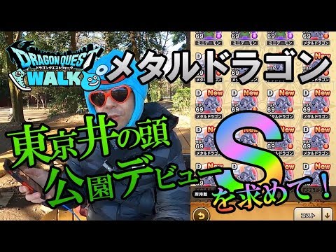 【ドラクエウォーク68】せっかく東京行ったので井の頭公園デビュー！メタルドラゴンを都会の勇者と一緒に討伐してこころＳをゲットしたい！