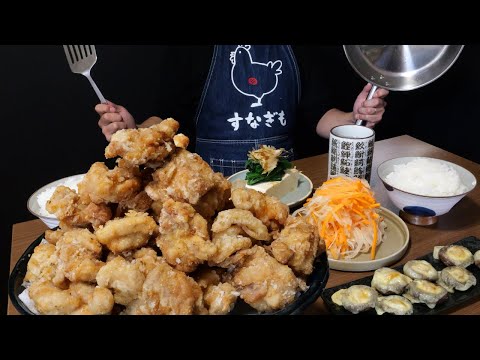 [ドカ盛り]深夜に飯テロを受けたので唐揚げをパンパチコンに揚げて我が家の閣下（妻）に献上する動画