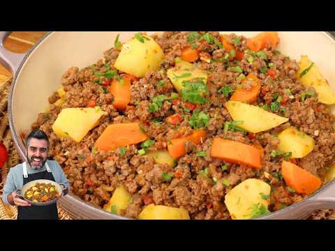 CARNE MOIDA REFOGADA COM BATATAS E CENOURAS - Deliciosa - Fácil - Saborosa - Receitas de Pai