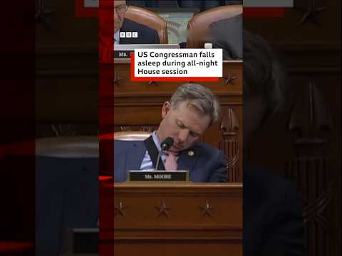 US Congressman Blake Moore falls asleep during an all-night House meeting. #BBCNews