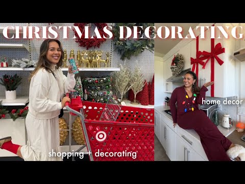 DECORATING MY HOUSE FOR CHRISTMAS | target & homegoods runs, viral xmas cabinets, decor shopping