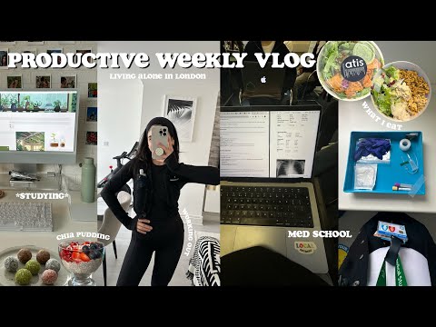 PRODUCTIVE Study Vlog ✨🎧 what I eat, med school, working out, living alone, exam prep +