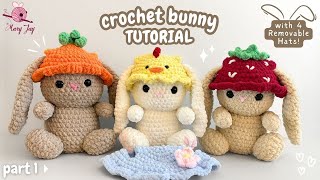 How to Crochet a Bunny Rabbit with FOUR Different Hats (Part 1) Beginner Friendly Amigurumi Tutorial