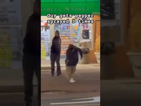Guy gets pepper sprayed 3 times #pepperspray #selfdefense #public #shorts