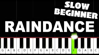 Dave - Raindance (ft. Tems) - SLOW BEGINNER Piano Tutorial