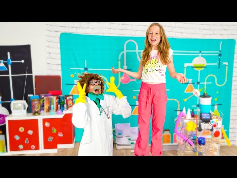 Nastya welcomes her friends in a laboratory and accidentally reduces her height