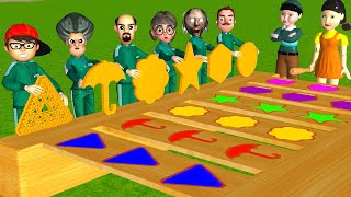 Scary Teacher 3D vs Squid Game Trying Put in Key Dalgona Candy Shapes Challenge Who's Boss