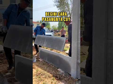 TERNYATA BEGINI CARA PASANGNYA CUY #construction #konstruksi #pagarpanelbeton #shorts #trending