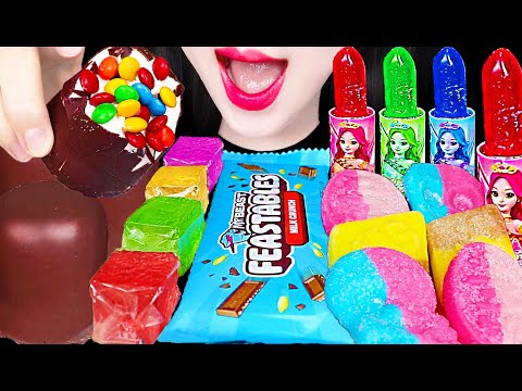 ASMR Edible Lipstick Chocolate S'mores Marshmallow 딕만스 마쉬멜로우 먹는 립스틱 먹방 Mukbang, Eating