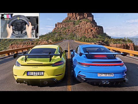 PORSCHE GT4 RS & 992 GT3 | Forza Horizon 5 | Steering Wheel Gameplay