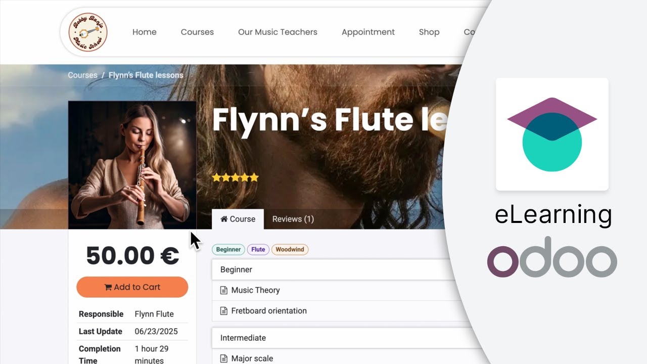 Odoo eLearning – Build your online course in minutes | 01.07.2025

Odoo eLearning is an easy-to-use Learning Management System for learners and trainers. Upload any content, assess students ...