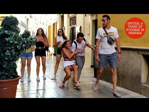 #Bushman_prank in Granada city Part 2. funniest reactions. statue prank