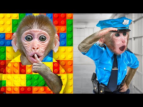 KiKi Monkey escape Awesome Prison Maze by Hide and Seek in LEGO Brick Builder | KUDO ANIMAL KIKI