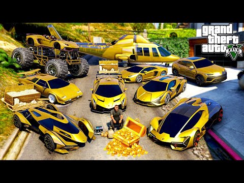 Franklin Stealing Golden Super Cars with Shinchan in GTA 5!