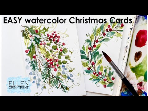 EASY Watercolor Christmas Cards for beginners