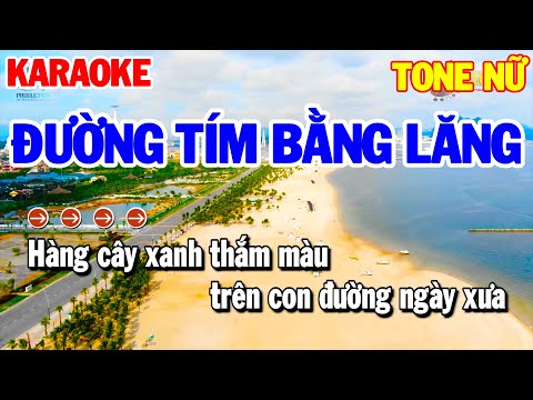 Karaoke Đường Tím Bằng Lăng Tone Nữ | Nhạc Sống Beat Chuẩn 2022 | Thanh Hải