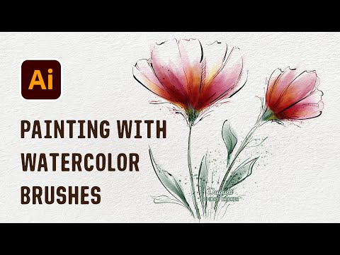 Watercolor Painting Tutorial in Adobe Illustrator - How to Draw Red Flowers with Vector Brushes