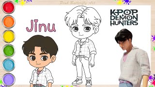 KPop Demon Hunter : Jinu Saja Boys Soda Pop | Chibi Coloring  | Drawing for kids #drawingtutorials
