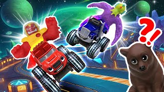 🚀👾 ¡Carrera alienígena con Blaze y Crusher! | Coches de juguete para niños