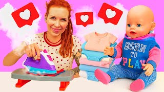 👶🍼 Baby Born macht sich schmutzig! Lena wäscht wie eine Mama