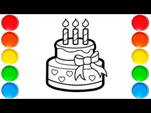 Easy Cake Drawing, Painting, Coloring for Kids and Toddlers | How to draw a Cake | Easy Step by Step