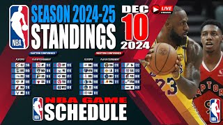 NBA Standings today as of December 10 2024 |  NBA Game Results | NBA Games Schedule