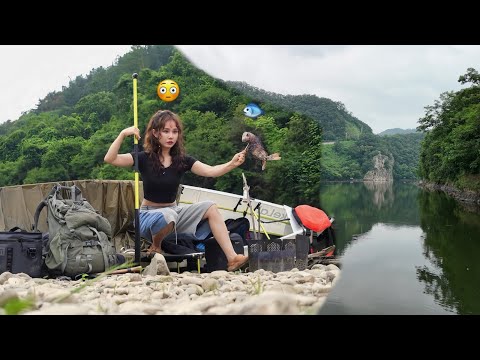 🛶 조립식카누에서 자고,타는 여자자연인(진) / 야생솔로캠핑