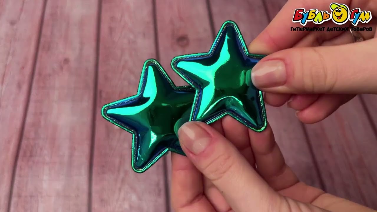 Резинка для волос в пайетках с голографической звездой 2шт - видео