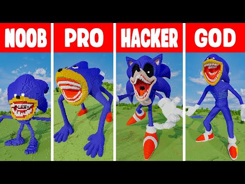 Minecraft SHIN SONIC STATUE BUILD CHALLENGE - NOOB vs PRO vs HACKER vs GOD