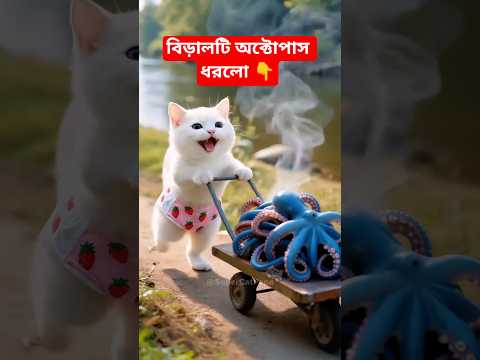 বিড়ালটি অক্টোপাস ধরলো 🐱🐈 #catfunny #cat #funnycats #catvideos #aicartoon #cats #shorts