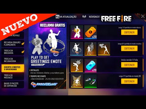OFICIAL¡ EVENTO DE LOGIN PARA RECLAMAR EMOTES EN FREE FIRE - RECLAMA RECOMPENSAS 8 Aniversario 2025