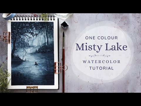 One Colour Misty Scenery: Watercolor Tutorial