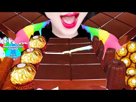 ASMR Jet-Puffed Marshmallow Chocolate Bar 마쉬멜로우 초콜릿 먹방 Mukbang, Eating