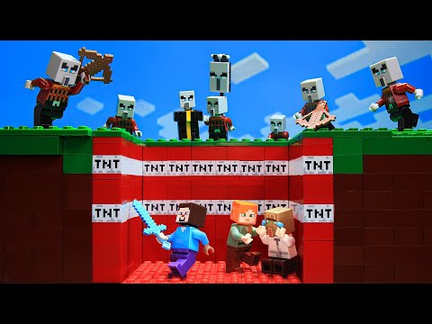 Minecraft Adventure : TNT Secret Base with Multi Monster - LEGO Minecraft Animation