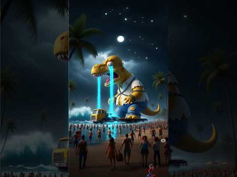 Simpson but giant dinosaur crying evacuated by truck #simpsons #simpsonsrule  #funny #shorts