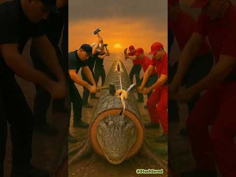rescue Crocodile from giant log #animal #funny #shorts