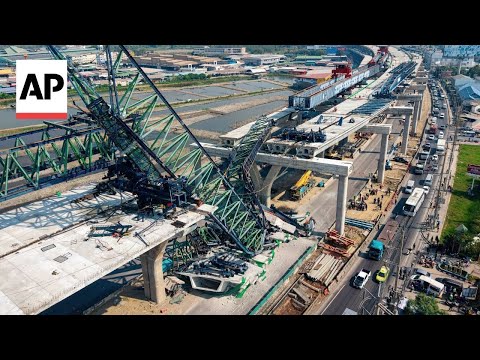YouTube video thumbnail: Crane Collapse Kills Two in Thailand, a Day After Deadly Train Derailment