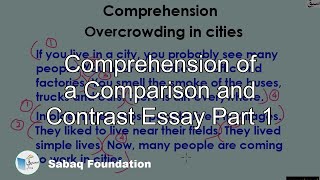 Comprehension of a Comparison and Contrast Essay Part 1
