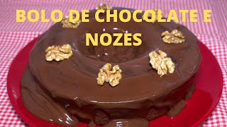 BOLO DE CHOCOLATE COM NOZES - RÁPIDO E FÁCIL