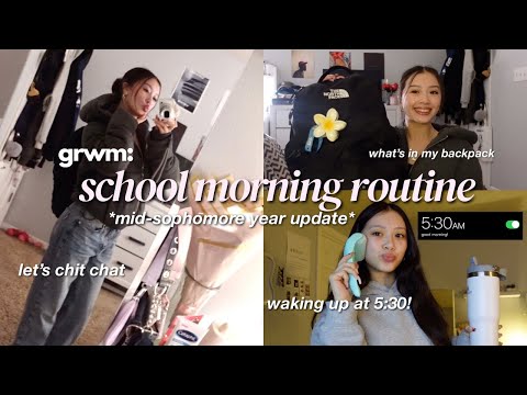 grwm: my 5:30 A.M SCHOOL MORNING ROUTINE🌟 (midyear update) *SOPHOMORE year* || ootd, makeup + more!