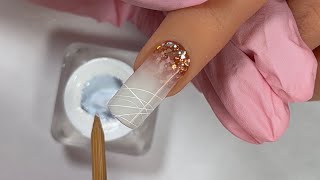 💕UÑAS CON EFECTO BABY GLAM Y SPIDER GEL✨💅 #uñasfacil #uñasconefectobabyglam