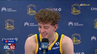 Brandin Podziemski Postgame Interview | Golden State Warriors beat Portland Trail Blazers 100-92