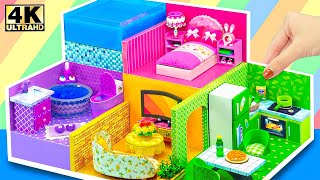 Build 5-Color Rainbow Miniature House with Cutest Kitchen, Bedroom & Bathroom Ideas for Pet