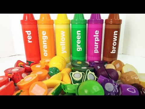 Best Learning Video for Toddlers Learn Colors & Names of Fruits and Vegetables with Crayon Surprises