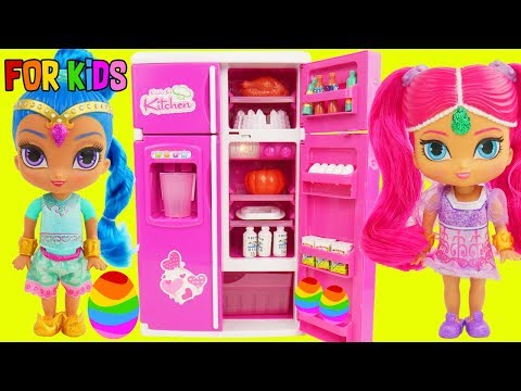 Shimmer and Shine Learn Foods with Refrigerator Grocery Shopping for Preschool Toddlers!