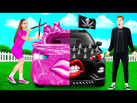 Voiture Rose vs Voiture Noire Défi | Gadgets Intelligents vs Hacks TeenChallenge