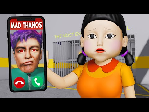 MAD THANOS CALL SQUID GAME DOLL in BARRY'S PRISON RUN! New Scary Obby Animation (#Roblox)
