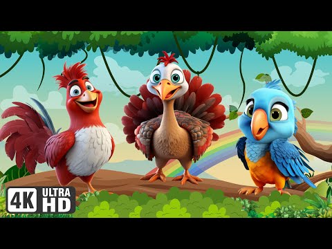 Playful Farm Animals: Rooster, Turkey, Parrot, Pelican, Flamingo - Animal Sounds