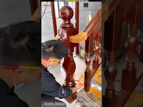सीढ़ी पर लगे रेलिंग को और अनोखा बना दिया🧐~ wood working art skill / hand crafts / #shorts #trending