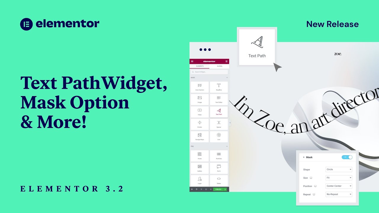 Introducing Elementor 3.2: Text Path Widget, Mask Options, & More! - Sites on WordPress